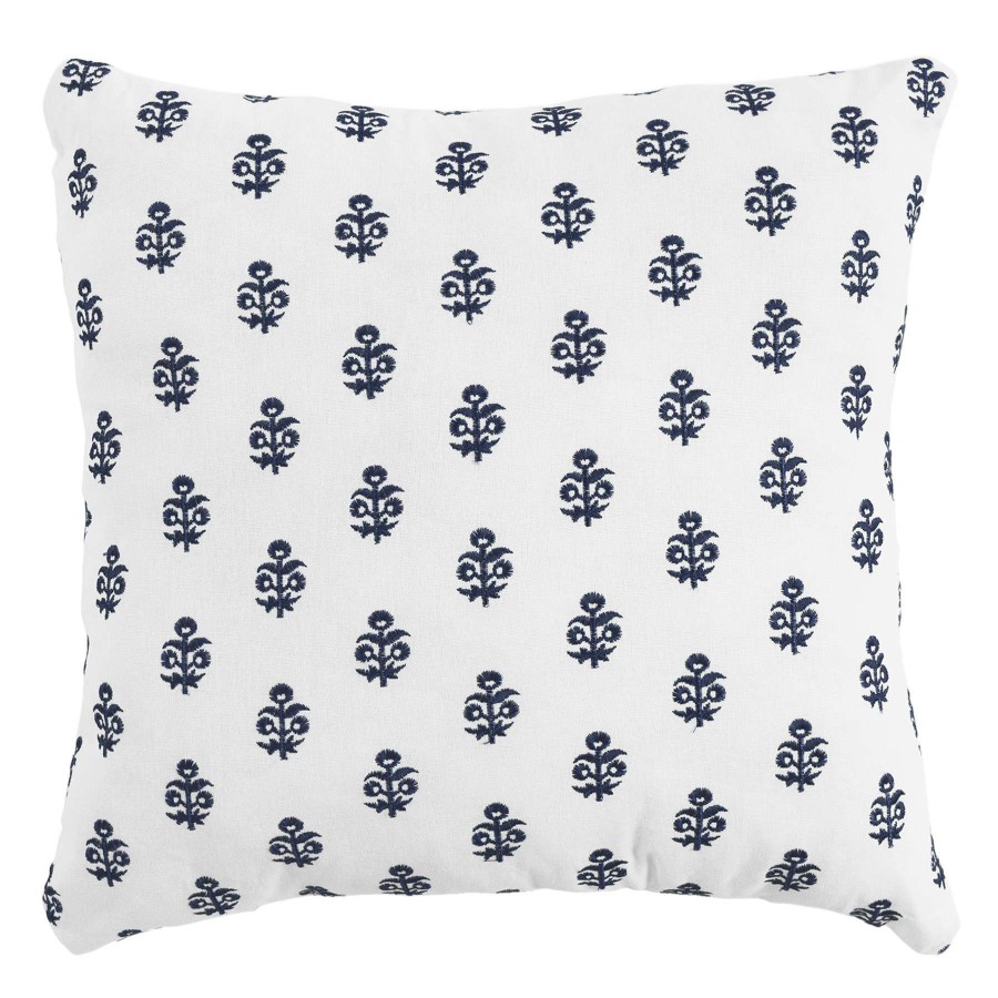 Home Accessories * | Halen Blue Floral Throw Pillow, 18 At Discount Prices