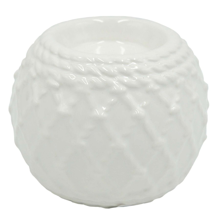 Home Accents * | White Ceramic Candle Holder, 4 Premium Product