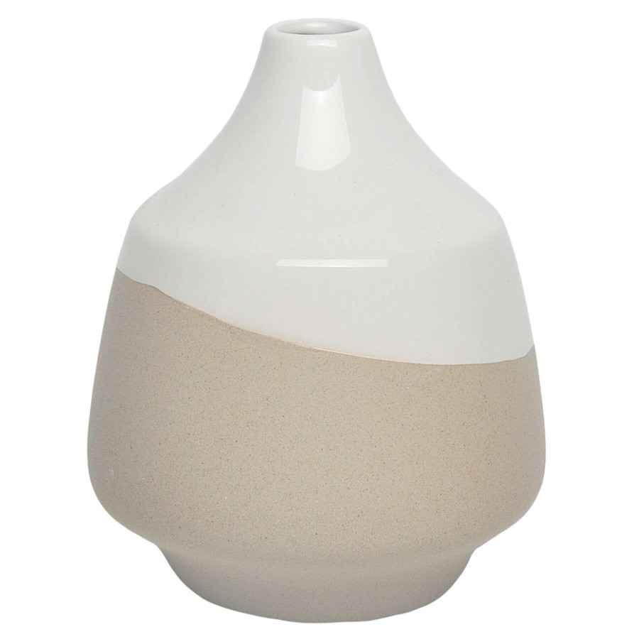 Home Accents * | White & Natural Two-Tone Ceramic Vase, 7 Discount Store