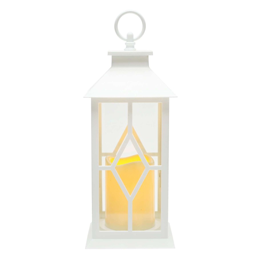 Home Accents * | White Led Lantern With Diamond Center, 12 Premium Product