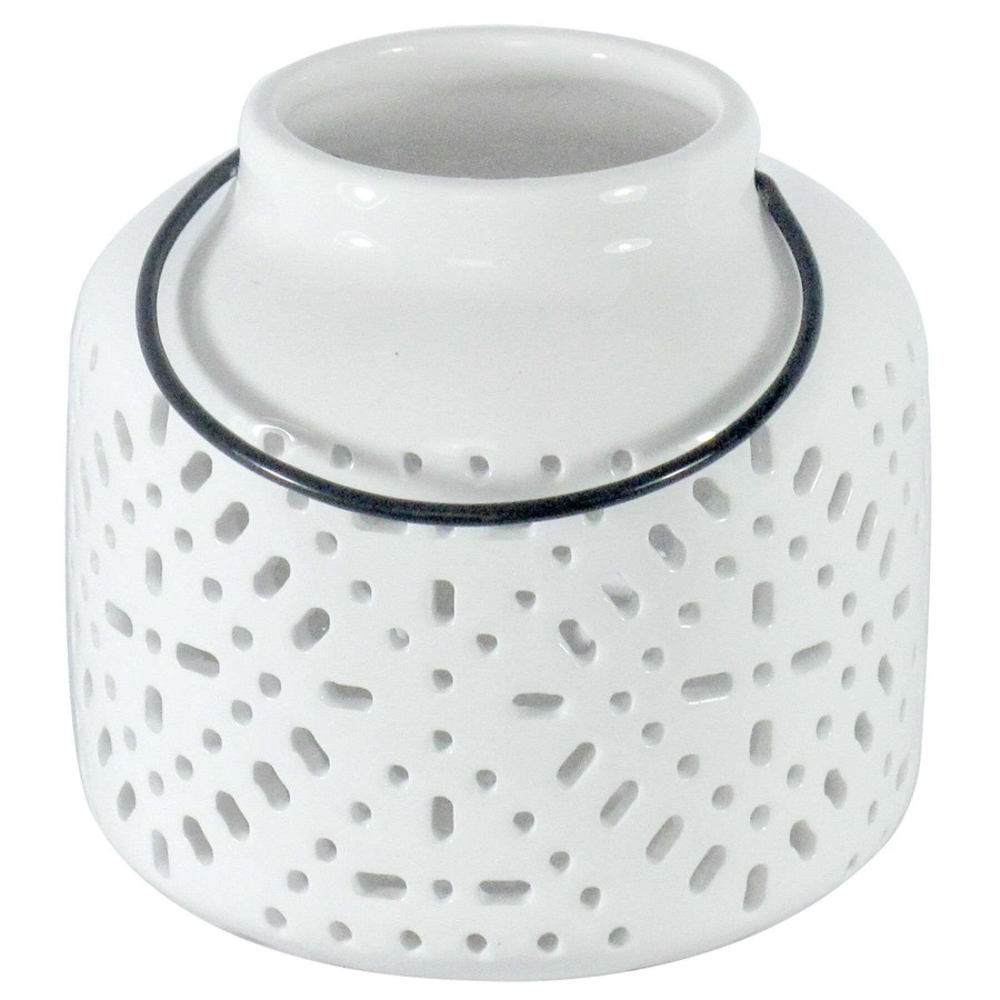 Home Accents * | White Ceramic Pierced Lantern, 5 Discount