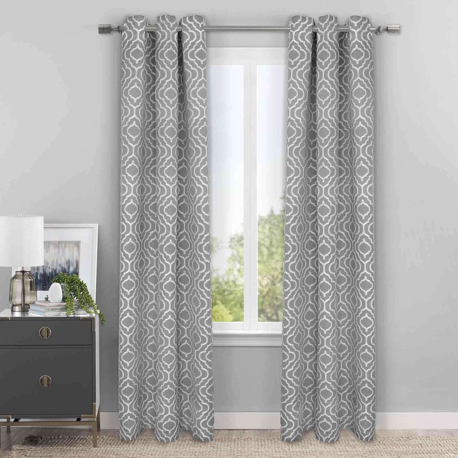 Rugs & Curtains * | Carrie Grey Jacquard Light Filtering Curtain Panel, 84 Exceptional Design