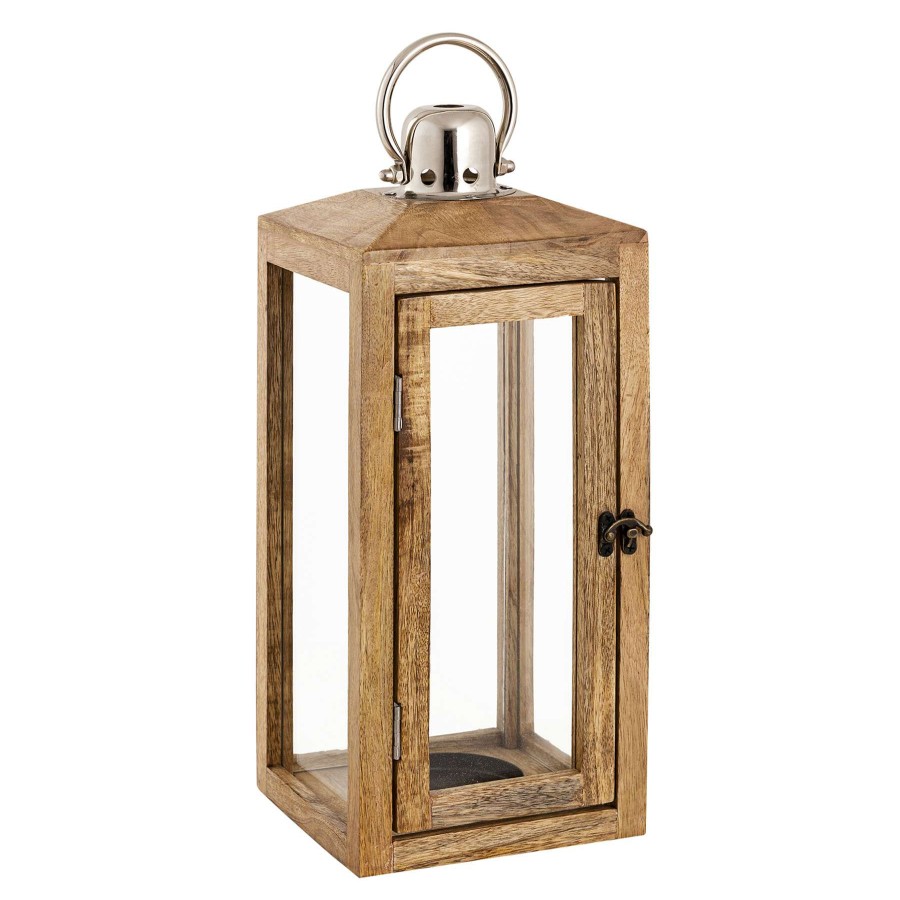 Home Accents * | Natural Wood Lantern, 16 Fire Sale