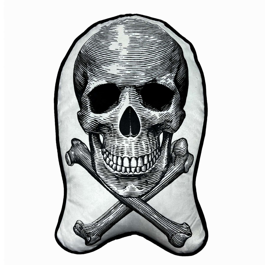 Home Accessories * | Skull & Bones Shaped Halloween Throw Pillow, 18 At Reduced Price