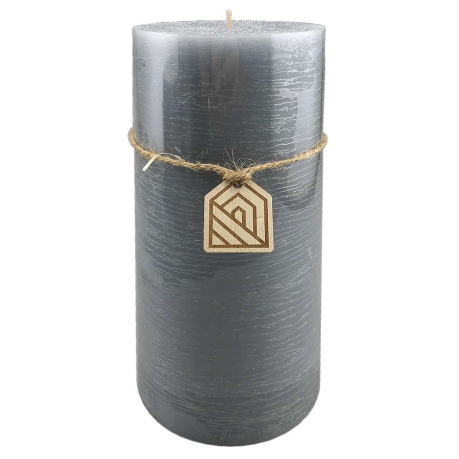 Home Accessories * | Light Grey Unscented Pillar Candle, 8 Outlet