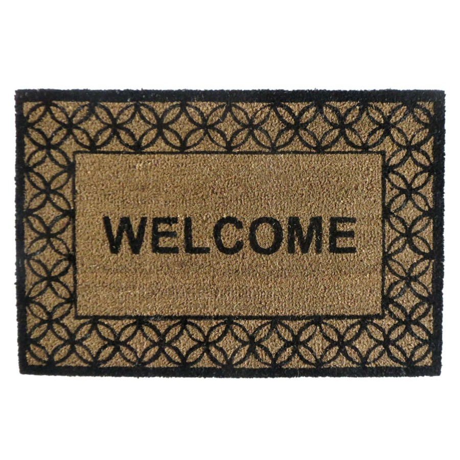 Rugs & Curtains * | Welcome Rings Natural & Black Coir Mat, 18 27 At Reduced Price