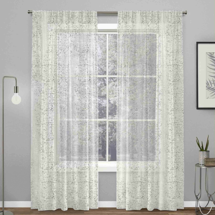 Rugs & Curtains * | Stardust Silver Rod Pocket Sheer Curtain Panel, 84 Discount