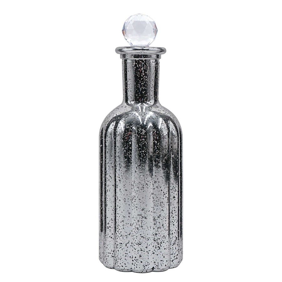 Home Accents * | Mercury Glass Bottle Vase With Lid, 9 Discount Store