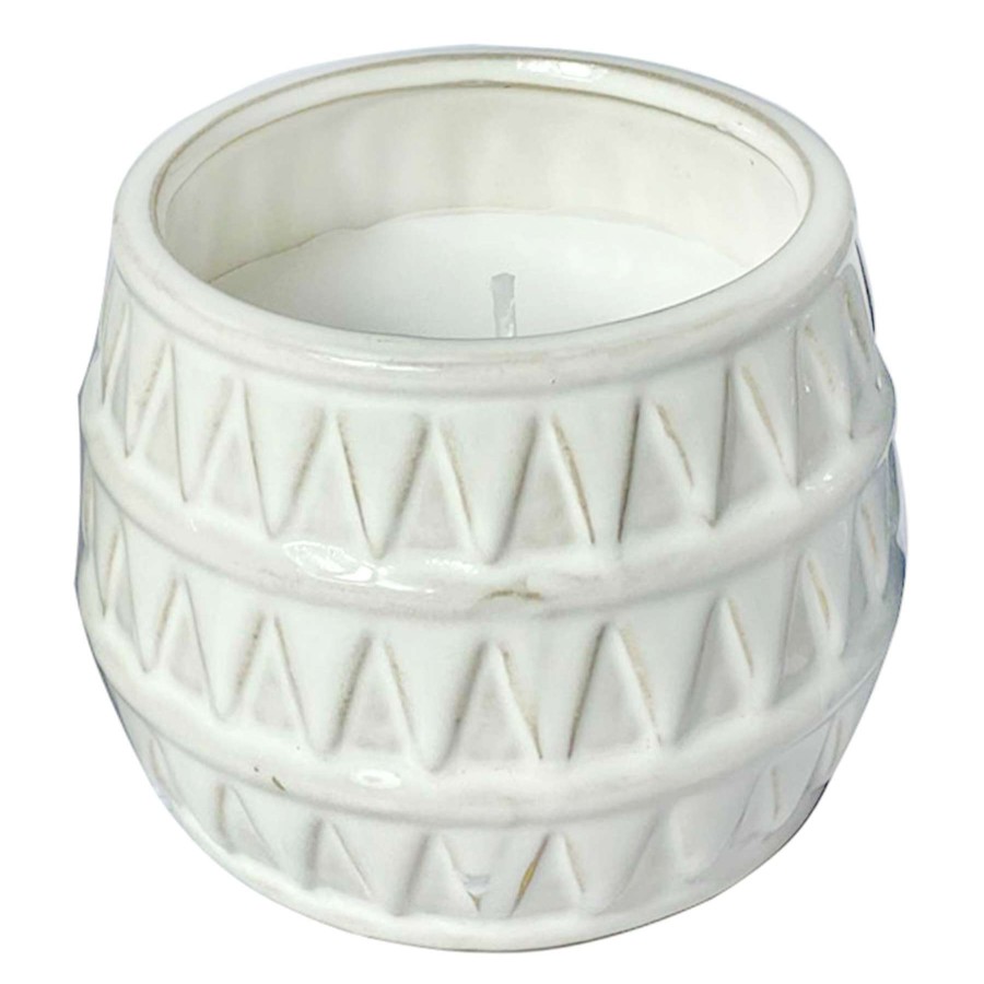 Home Accessories * | White Glazed Diamond Patterned Citronella Candle, 9Oz Exactly Discount