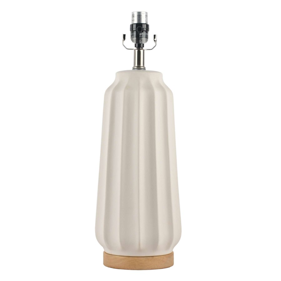 Home Accessories * | White Ribbed Ceramic Table Lamp, 20 Discount