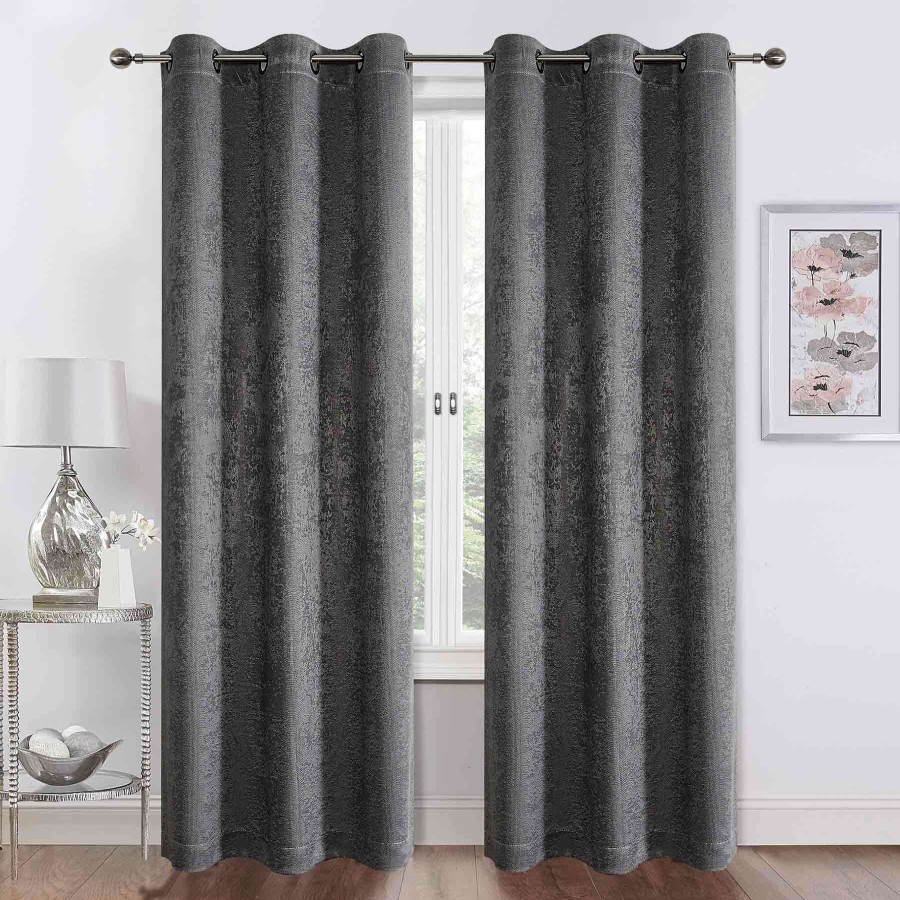 Rugs & Curtains * | Barnes Grey Textured Grommet Curtain Panel, 84 Hot Sale