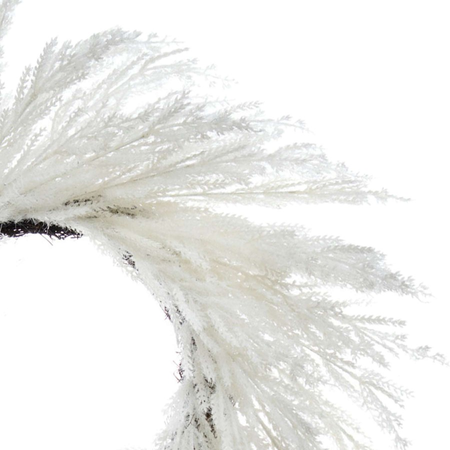 Home Accessories * | White Glittered Pampas Grass Wreath, 24 Discounts