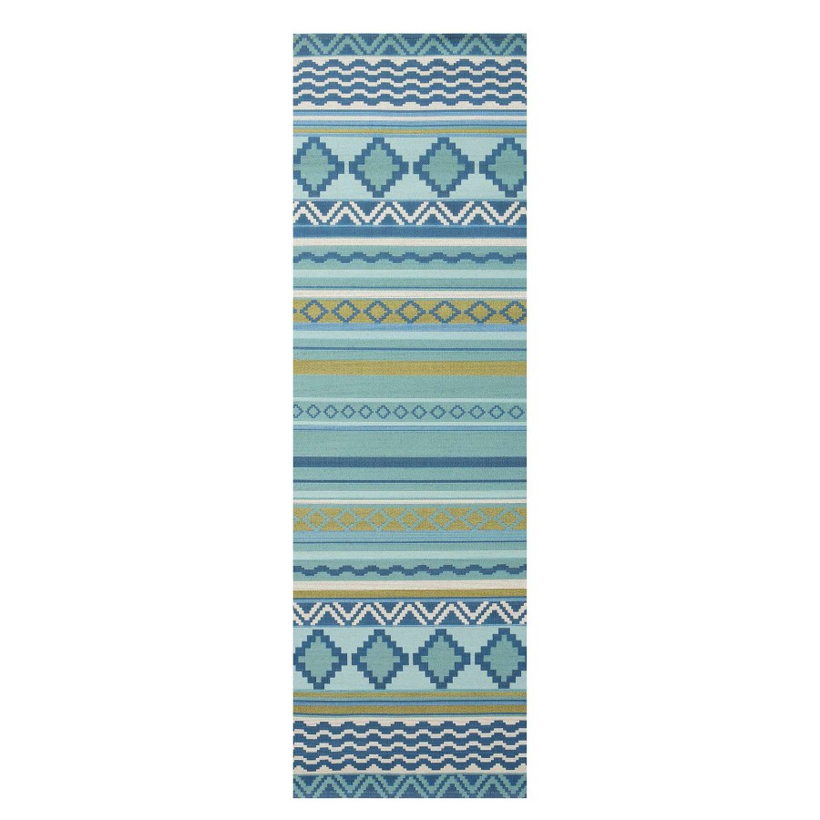 Rugs & Curtains * | (E330) Mikayla Blue Multi-Colored Striped Indoor & Outdoor Runner, 2 7 Limited Edition