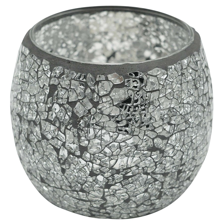 Home Accents * | Crushed Mirror Mosaic Candle Holder, 4 Exclusive Design