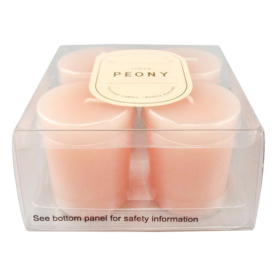 Home Accessories * | 4-Pack Sheer Peony Votive Candles Delicate Design