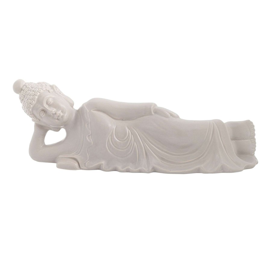 Home Accents * | Grey Ceramic Sleeping Buddha, 5 Reduction In Price