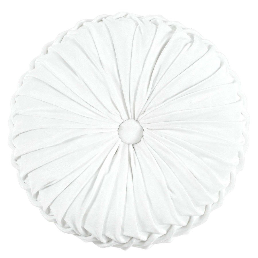 Home Accessories * | Holan White Pleated Velvet Round Throw Pillow, 16 Limited Edition