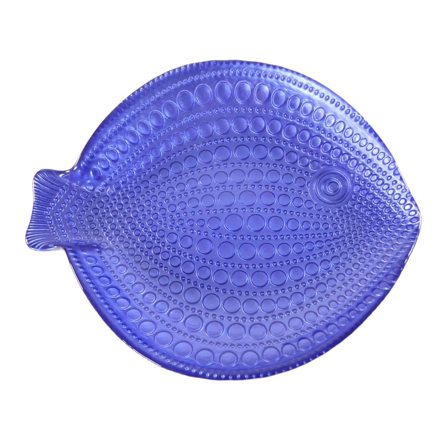 Home Accents * | Tracey Boyd Blue Fish Decorative Glass Dish, 11.5 10 Hot Sale