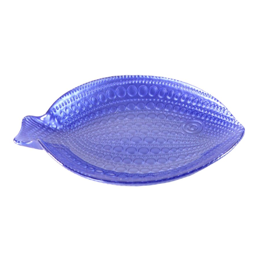 Home Accents * | Tracey Boyd Blue Fish Decorative Glass Dish, 11.5 10 Hot Sale