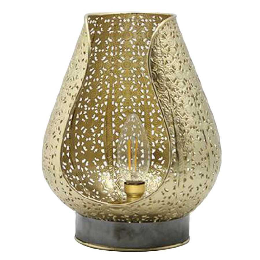 Home Accents * | Gold Metal Led Punch Lantern, 9 Shop