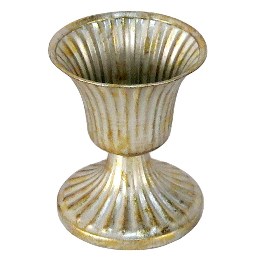 Home Accents * | Grace Mitchell White & Gold Metal Vase, 4 Latest Fashion