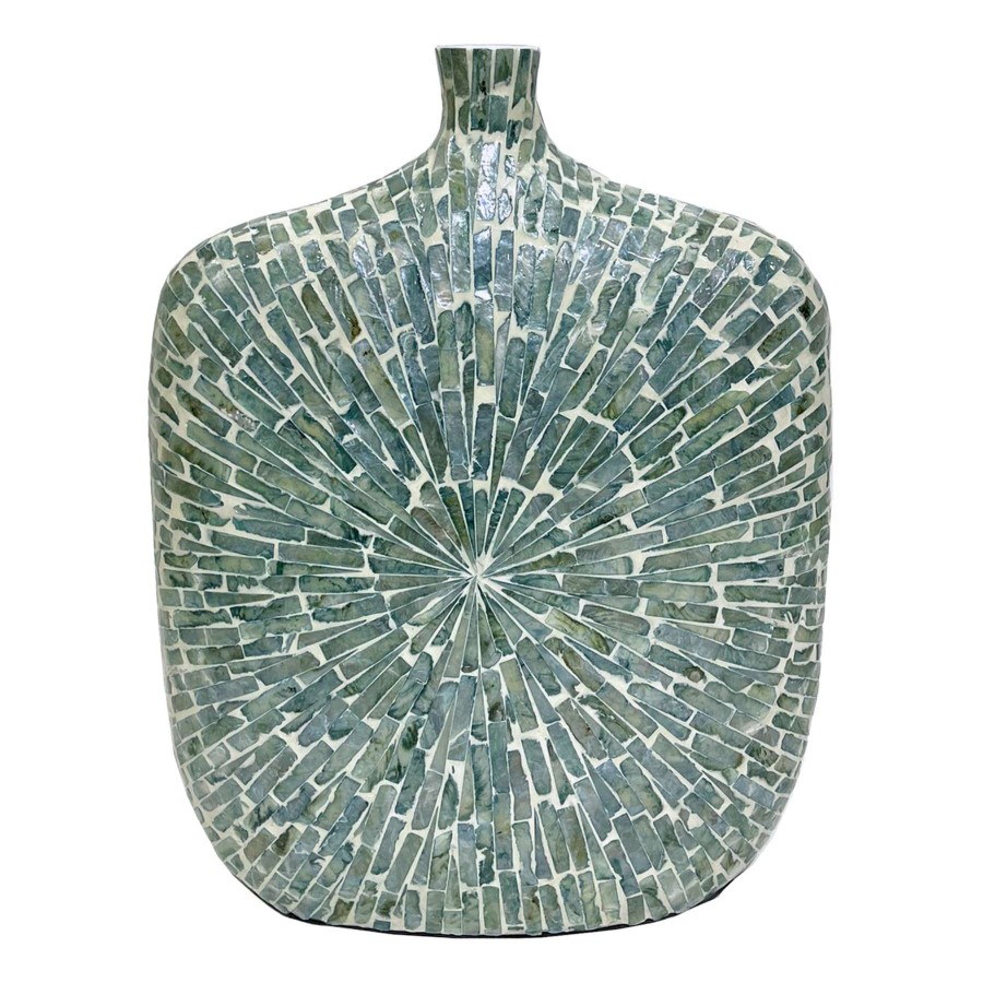 Home Accents * | Ty Pennington Blue Capiz Mosaic Bottle Vase, 19 13 Delicate Design