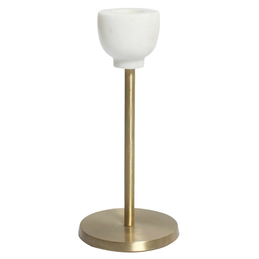 Home Accents * | Marbled Brass Candle Holder, 6 Reduction In Price