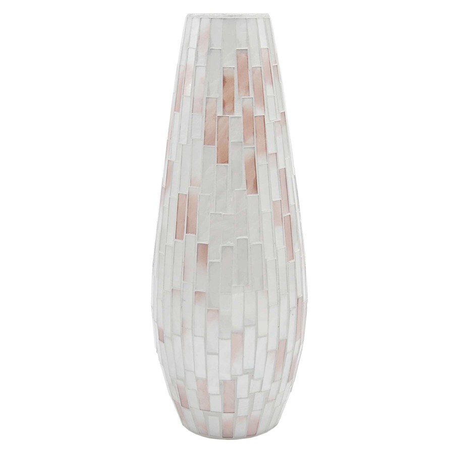 Home Accents * | Ivory Mosaic Glass Oval Vase, 15 Reliable Quality