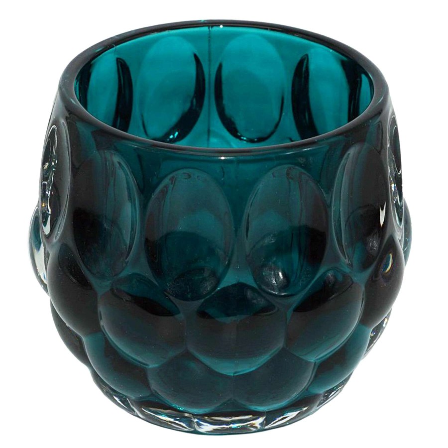 Home Accents * | Turquoise Glass Votive Candle Holder, 4 Limited Edition