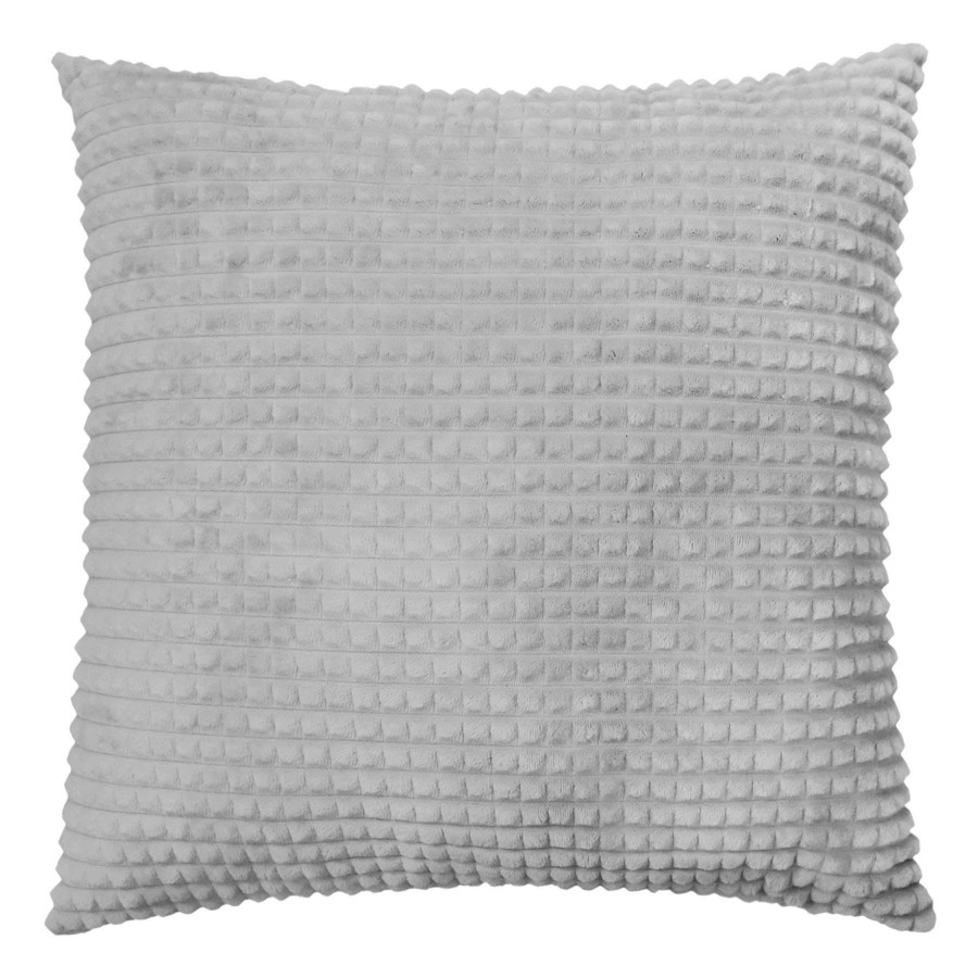 Home Accessories * | Grey Plush Check Throw Pillow, 24 Lower Prices