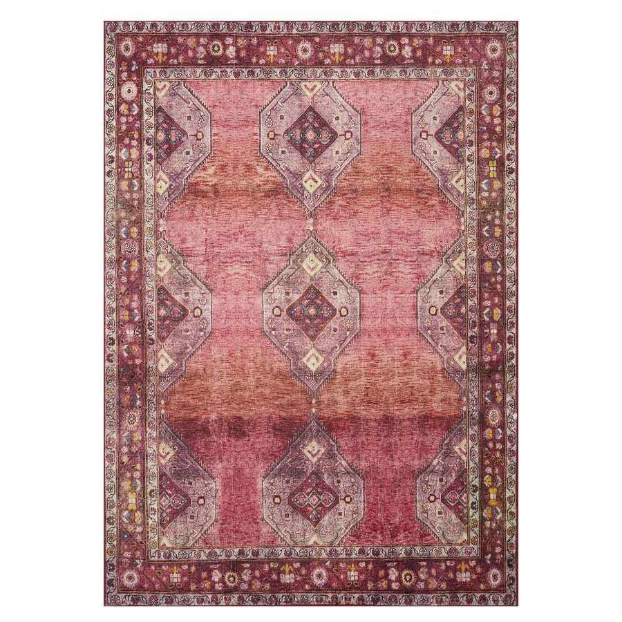 Rugs & Curtains * | (D566) Freya Red Medallion Washable Area Rug, 5 7 Classical Style