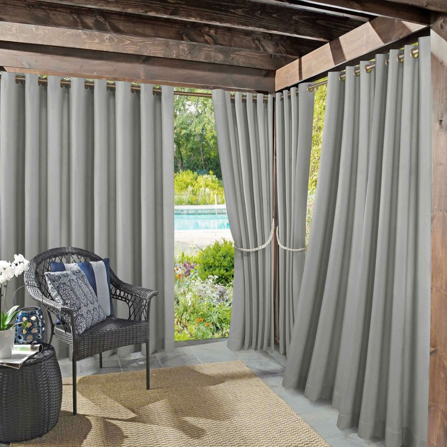 Rugs & Curtains * | Sun Zero Darian Grey Outdoor Light Filtering Curtain Panel, 95 Outlet Sale