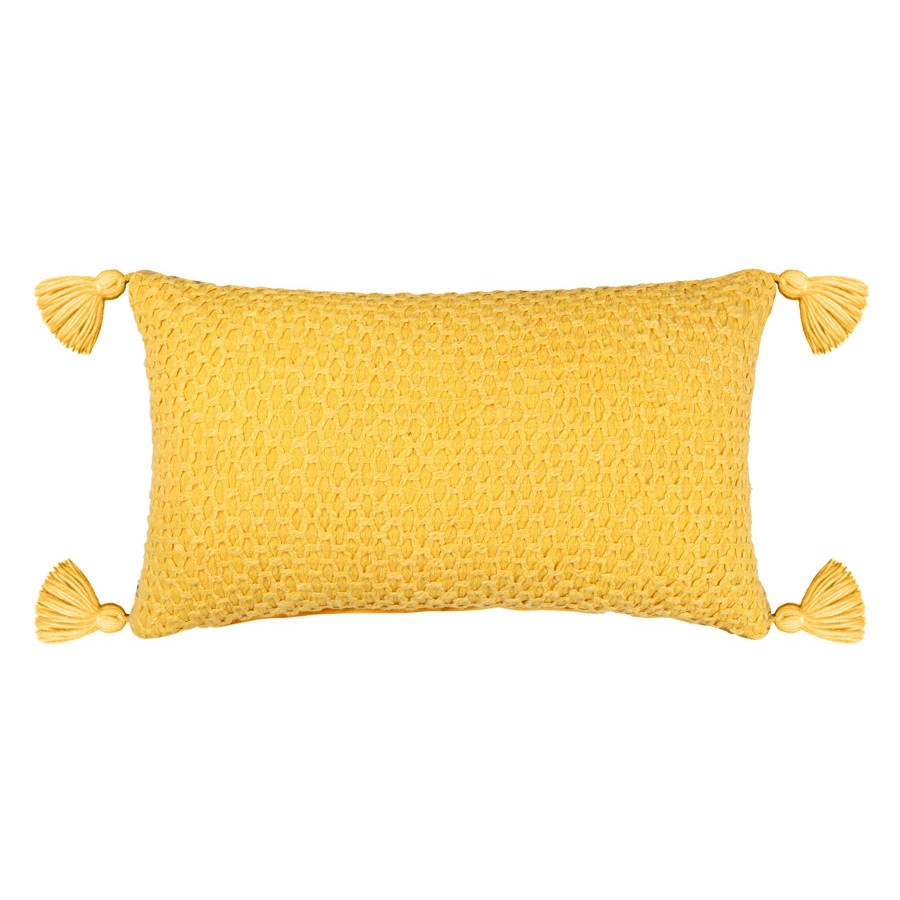 Home Accessories * | 14X24 Woven Yellow Pillow With Tassels Classical Style