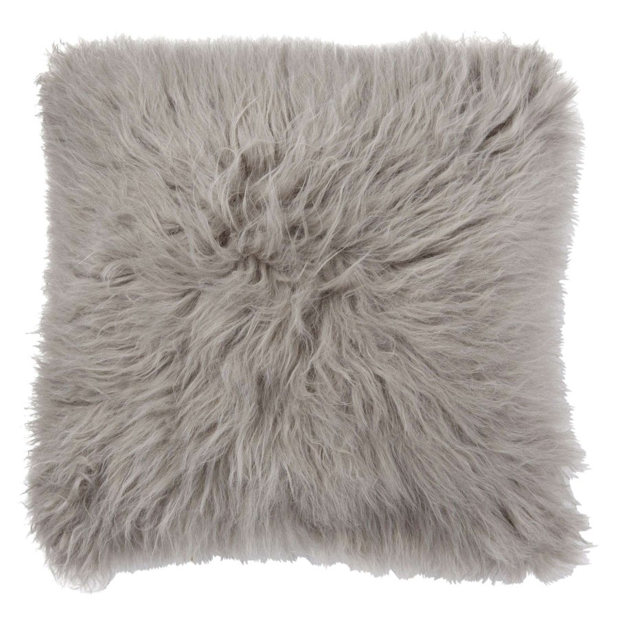 Home Accessories * | Grey Angora Faux Fur Throw Pillow, 24 Fire Sale