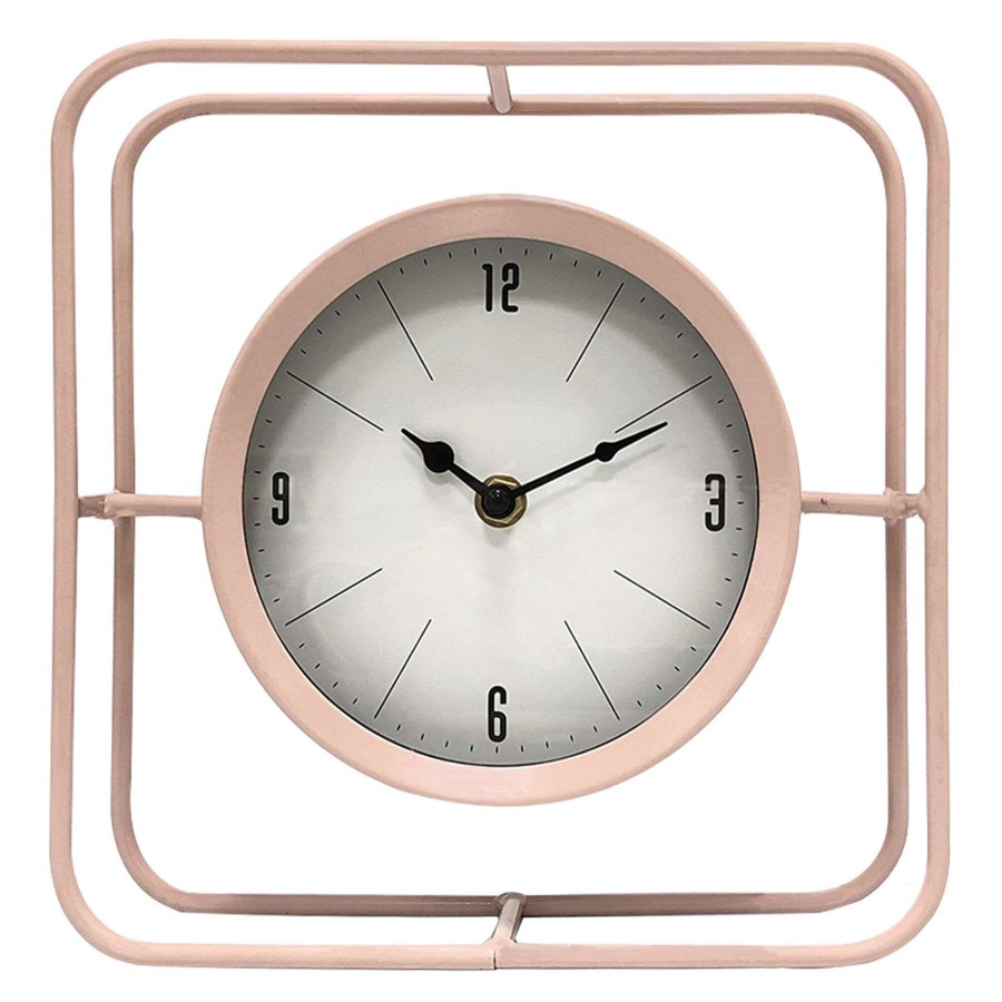 Home Accents * | 8X8 Metal Pink Square Clock Outlet Sale