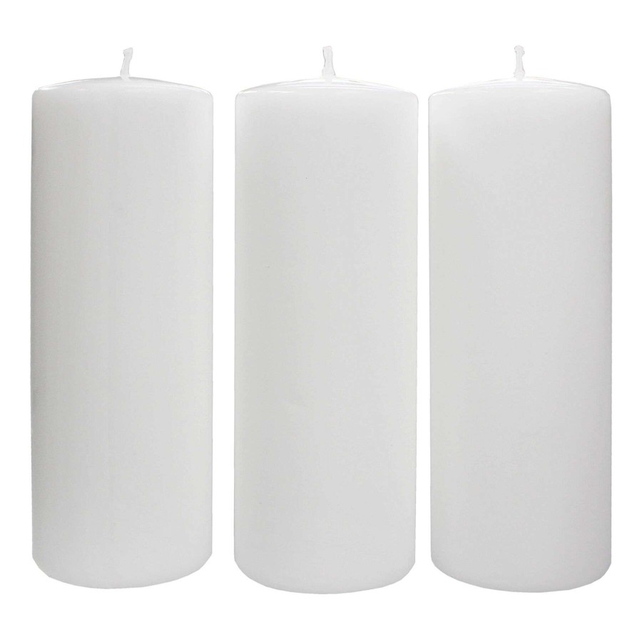 Home Accessories * | 3-Pack White Unscented Overdip Pillar Candles, 7.5 Hot Sale