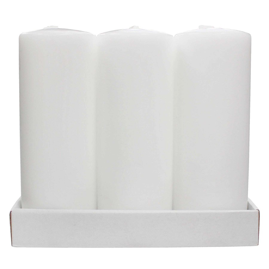 Home Accessories * | 3-Pack White Unscented Overdip Pillar Candles, 7.5 Hot Sale