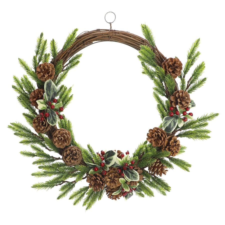 Home Accessories * | Pinecones & Berries Wreath, 19 Exactly Discount