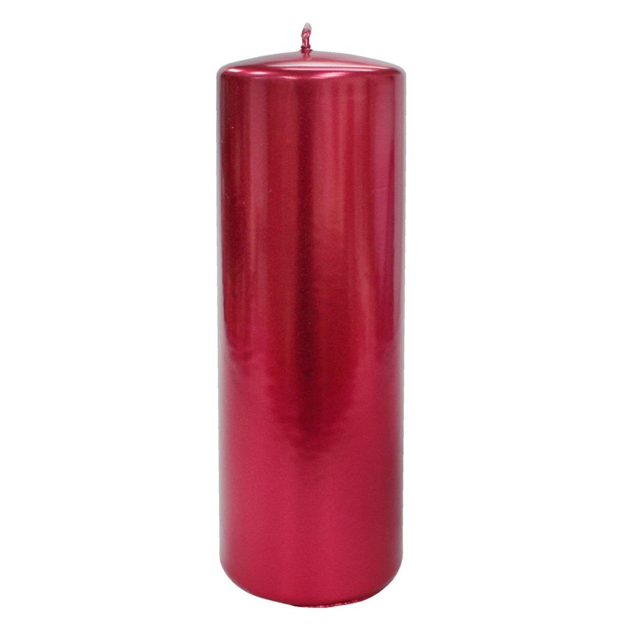 Home Accessories * | Metallic Red Unscented Pillar Candle, 8 Limited Edition