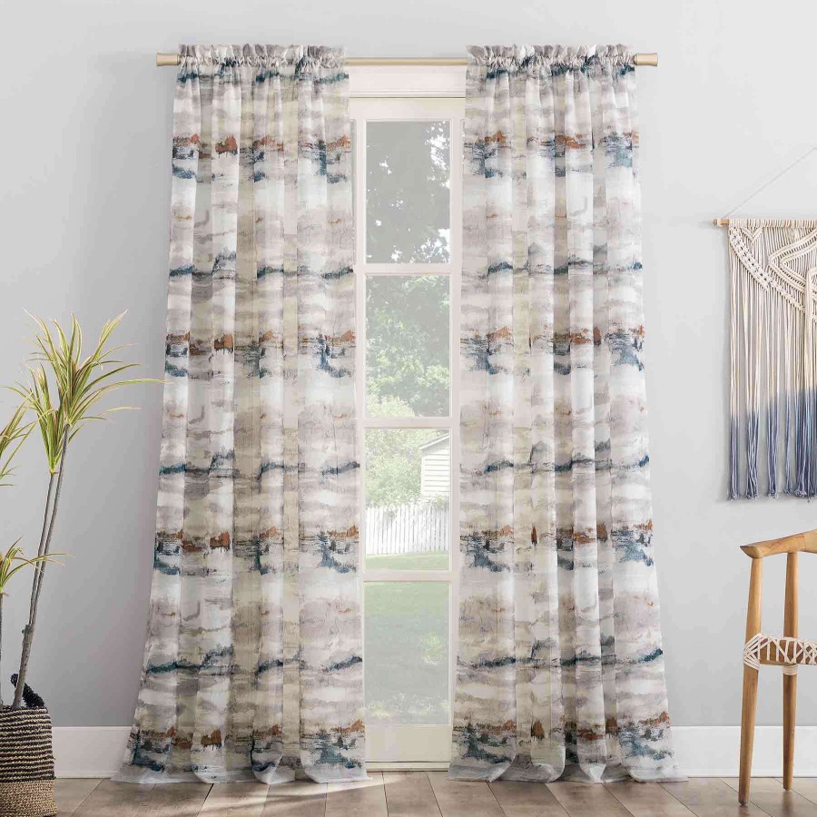 Rugs & Curtains * | Multicolor Nebula Printed Rod Pocket Sheer Curtain Panel, 84 Lower Prices