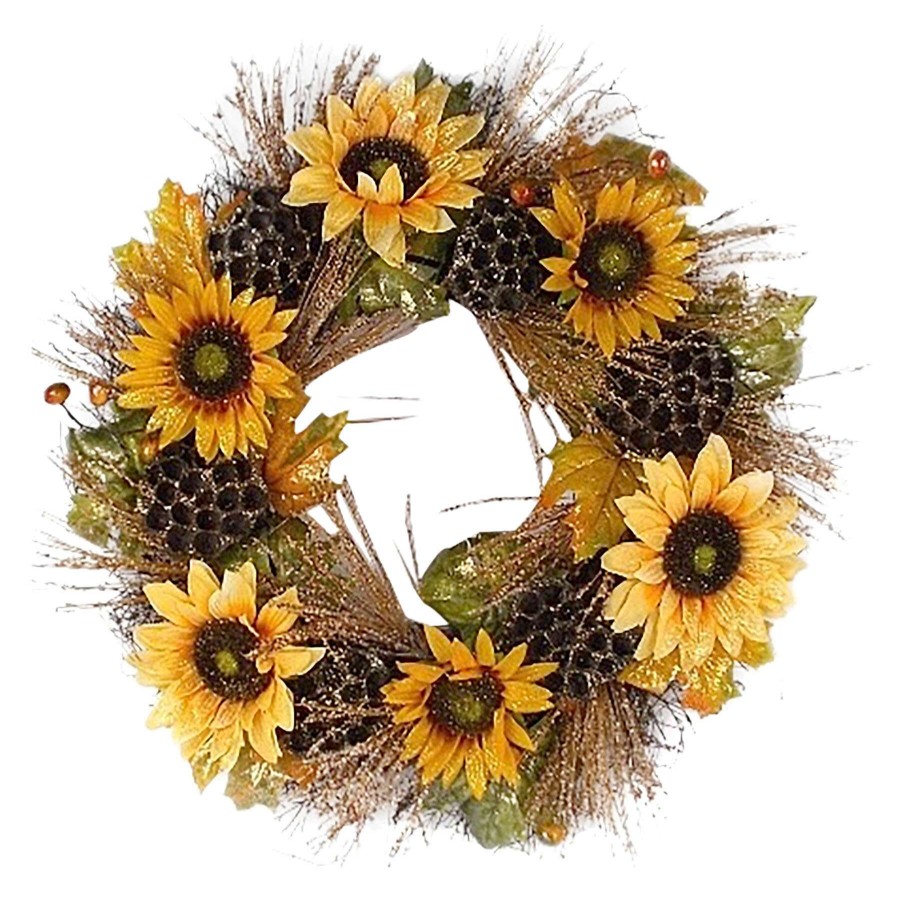 Home Accessories * | Glitter Sunflower Wreath, 24 Lower Prices