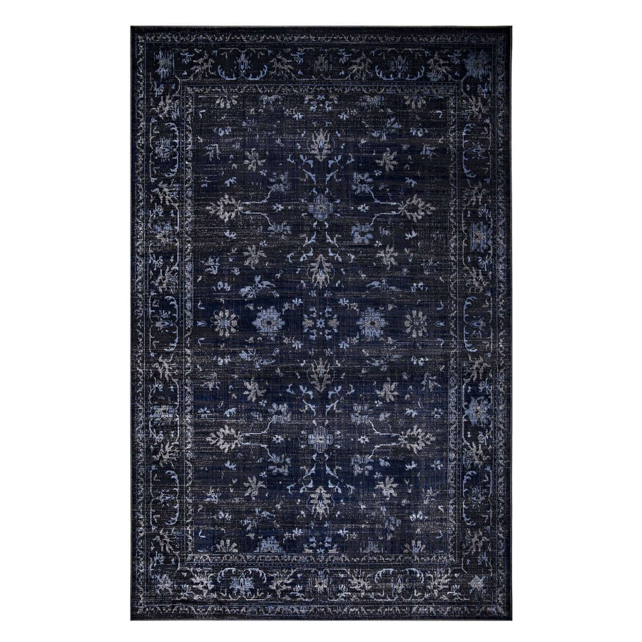 Rugs & Curtains * | (D484) Antika Black Floral Area Rug, 5 7 Discounts