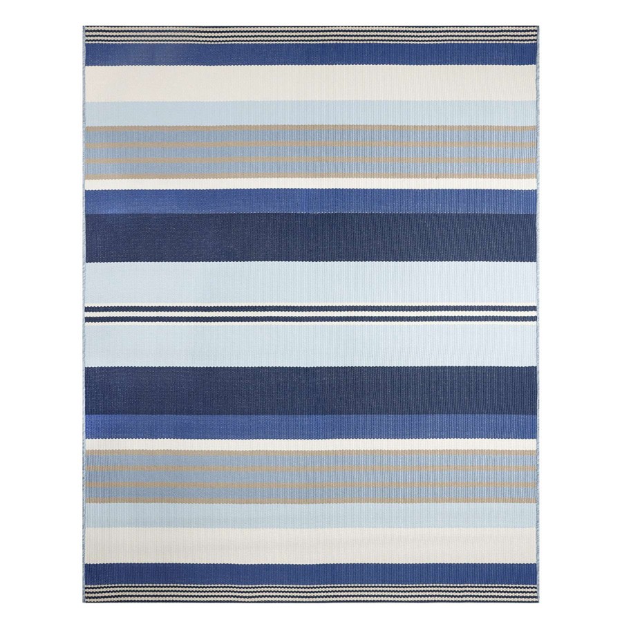 Rugs & Curtains * | (E319) Avalon Blue Striped Indoor & Outdoor Area Rug, 8 10 Outlet Sale