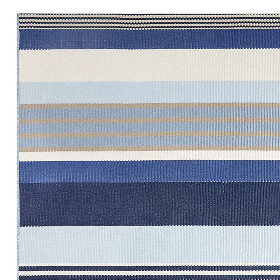 Rugs & Curtains * | (E319) Avalon Blue Striped Indoor & Outdoor Area Rug, 8 10 Outlet Sale