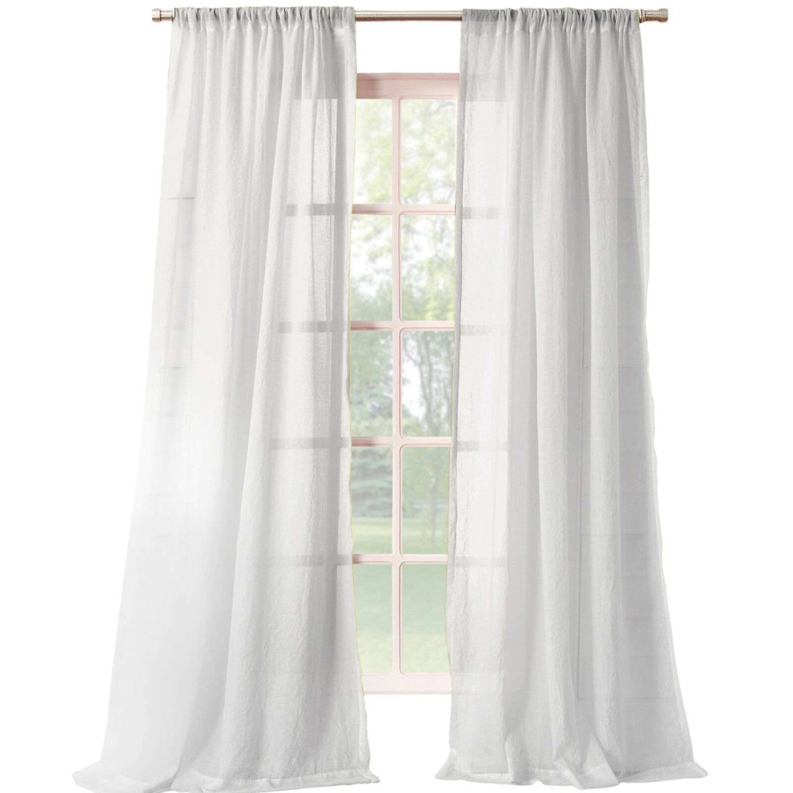 Rugs & Curtains * | Lourdes White Crushed Rod Pocket Sheer Curtain Panel, 95 Exclusive Design