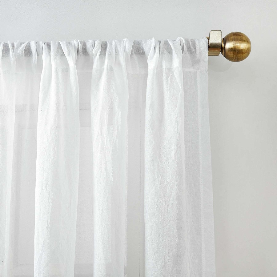 Rugs & Curtains * | Lourdes White Crushed Rod Pocket Sheer Curtain Panel, 95 Exclusive Design