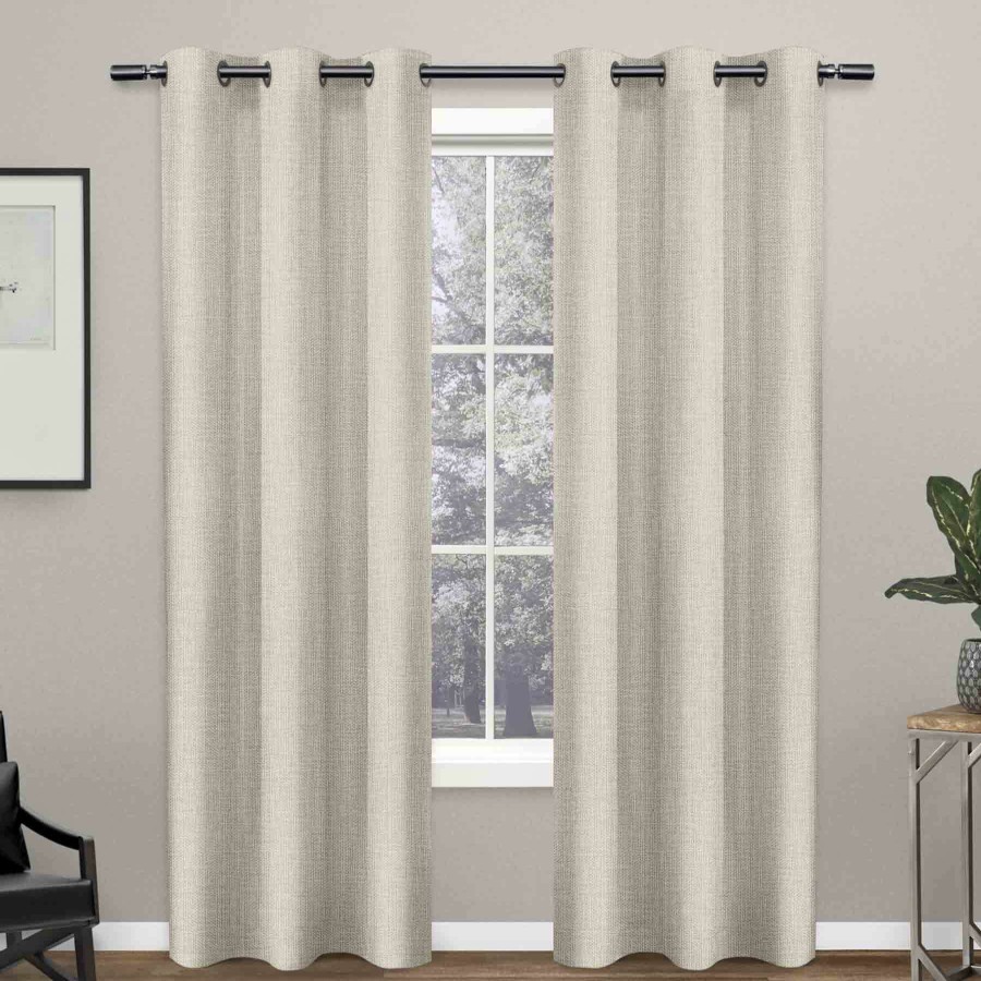 Rugs & Curtains * | Crossweave Linen Light Filtering Grommet Curtain Panel, 96 Latest Fashion