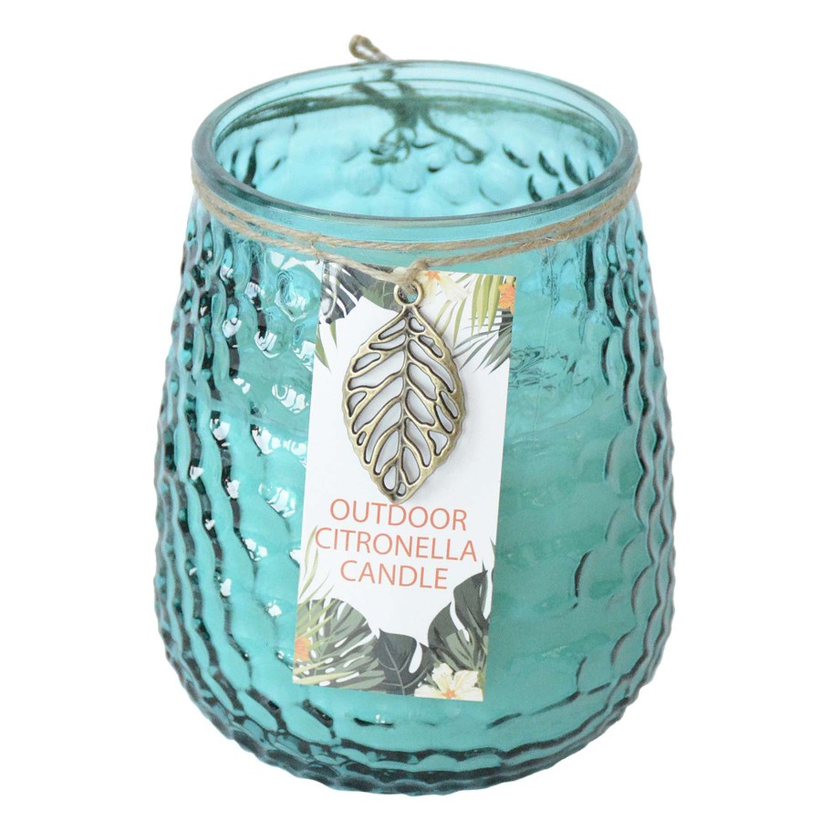 Home Accessories * | 2-Wick Blue Glass Citronella Jar Candle, 16Oz Classical Style