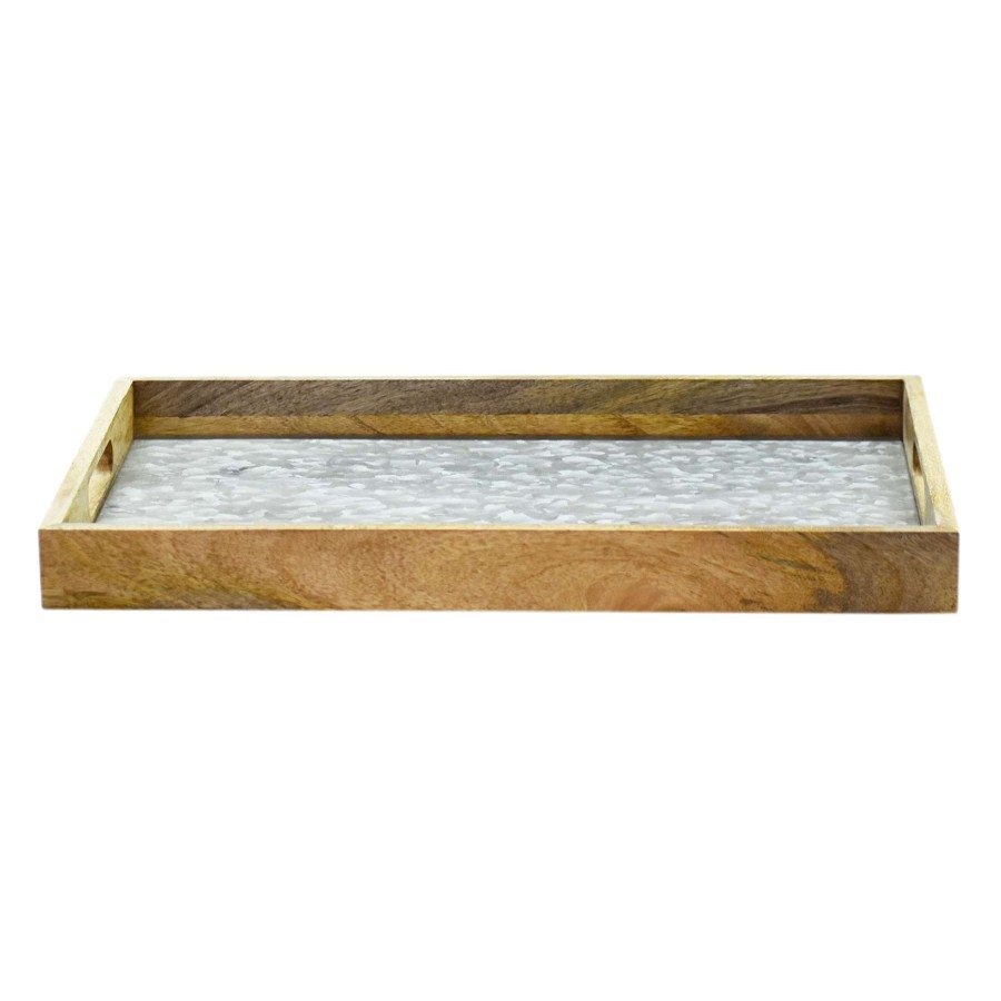 Home Accents * | Galvanized Metal & Wood Decorative Tray, 19 13 Premium Product