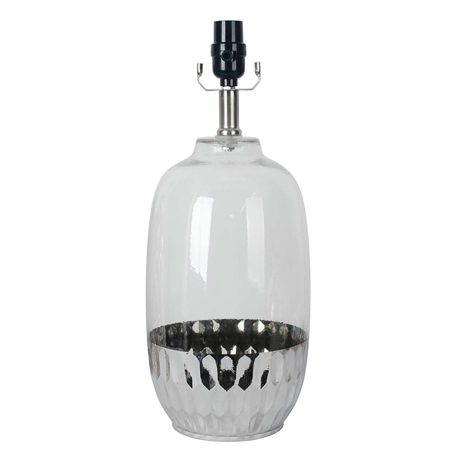 Home Accessories * | Laila Ali Clear Glass With Silver Textured Base Accent Lamp, 17 Quality Guarantee